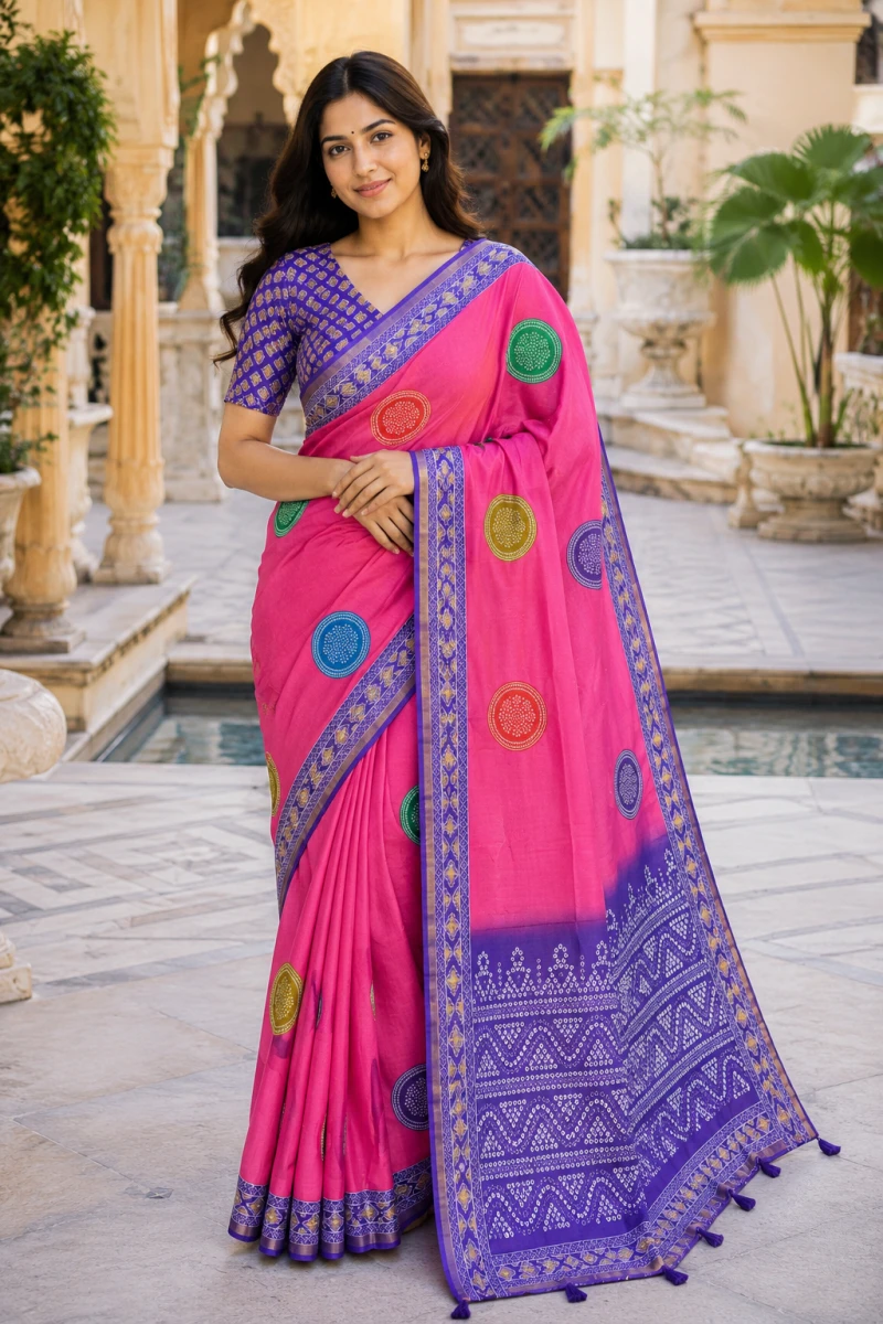 Mv Vis 44 Mul Cotton Bandhani Printed Saree Collection 10