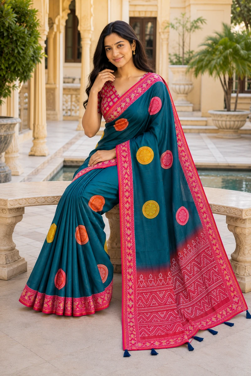 Mv Vis 44 Mul Cotton Bandhani Printed Saree Collection 13