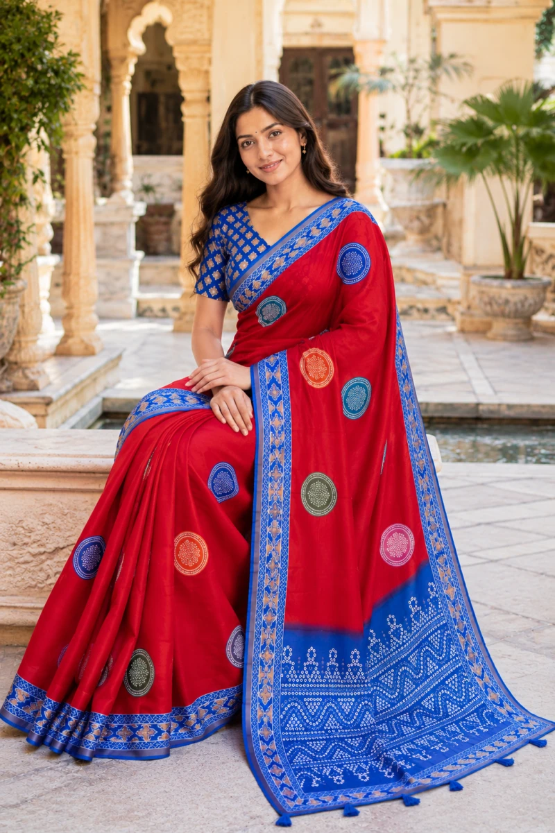 Mv Vis 44 Mul Cotton Bandhani Printed Saree Collection 14
