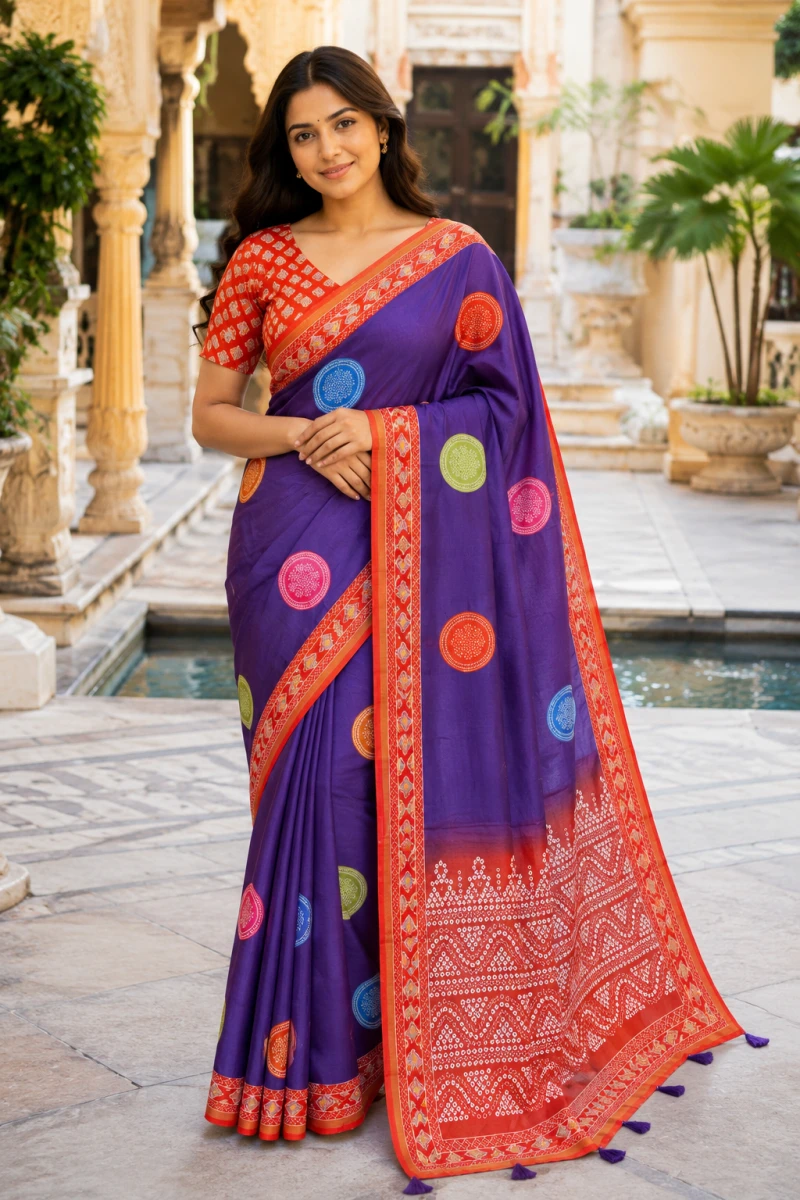 Mv Vis 44 Mul Cotton Bandhani Printed Saree Collection 2