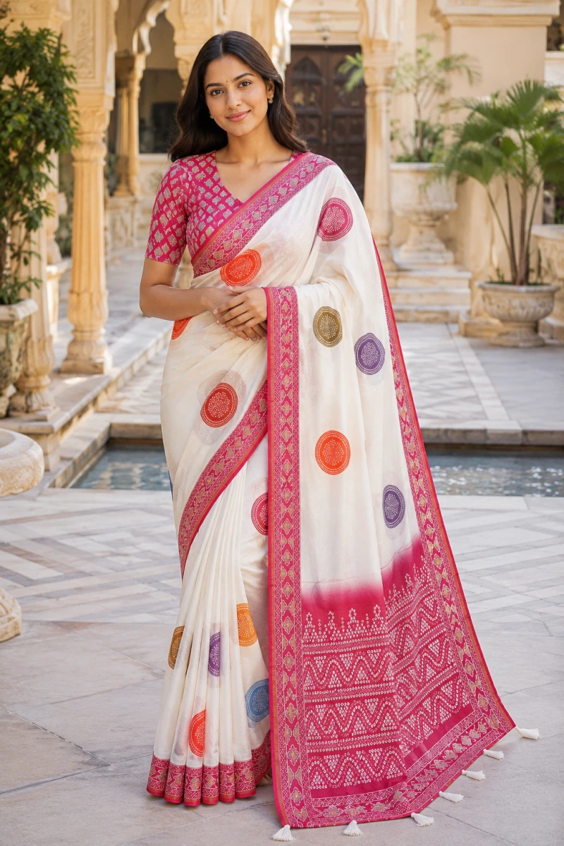 Mv Vis 44 Mul Cotton Bandhani Printed Saree Collection 4