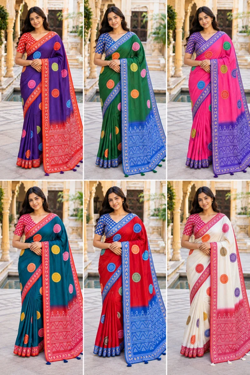 Mv Vis 44 Mul Cotton Bandhani Printed Saree Collection 6