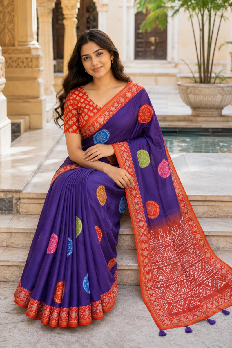 Mv Vis 44 Mul Cotton Bandhani Printed Saree Collection 7