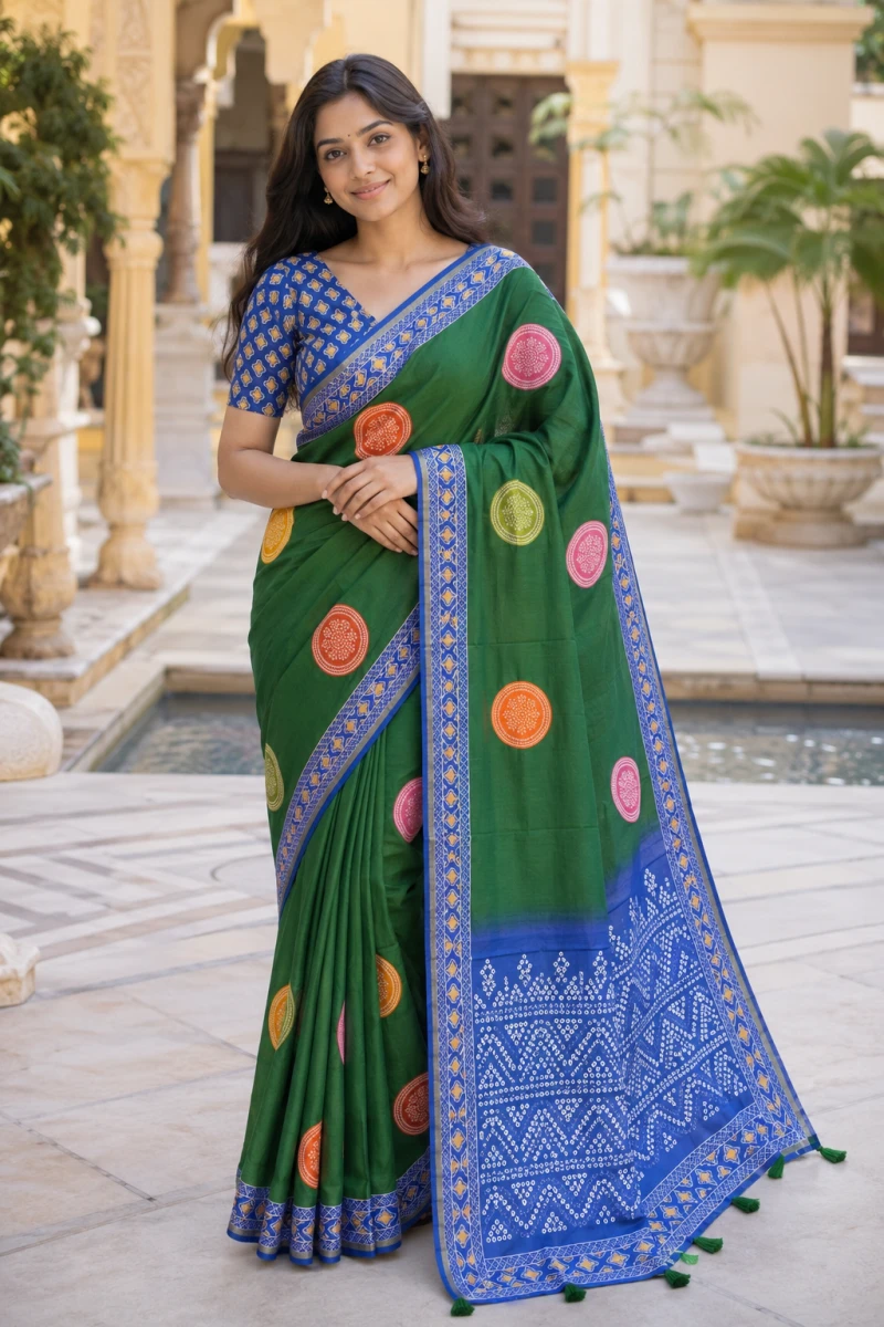 Mv Vis 44 Mul Cotton Bandhani Printed Saree Collection 8