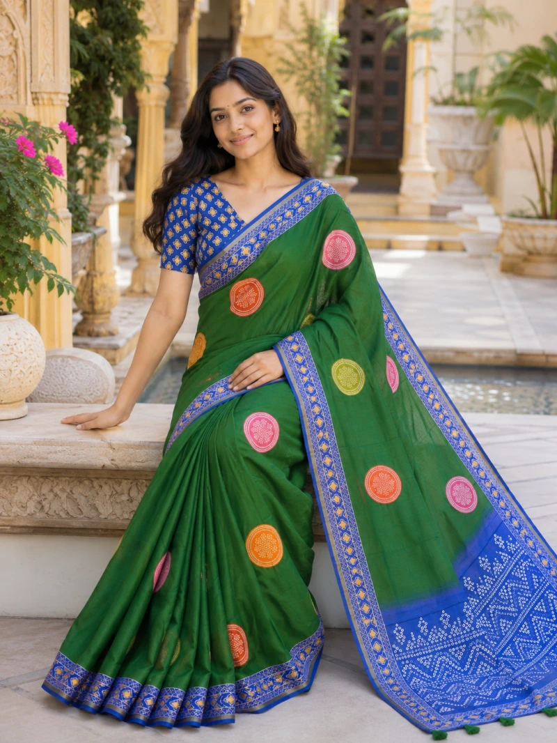 Mv Vis 44 Mul Cotton Bandhani Printed Saree Collection 9