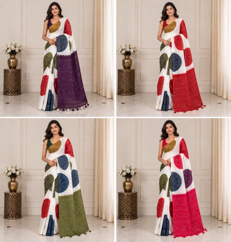 Mv Vis 52 Linen Warli Printed Saree Collection 10