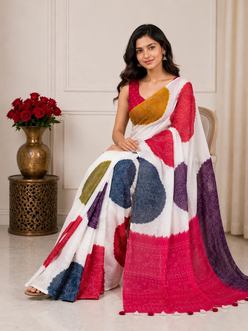 Mv Vis 52 Linen Warli Printed Saree Collection 3