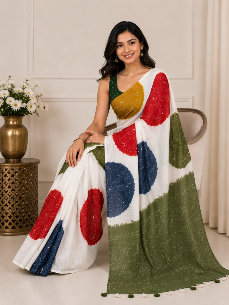 Mv Vis 52 Linen Warli Printed Saree Collection 4