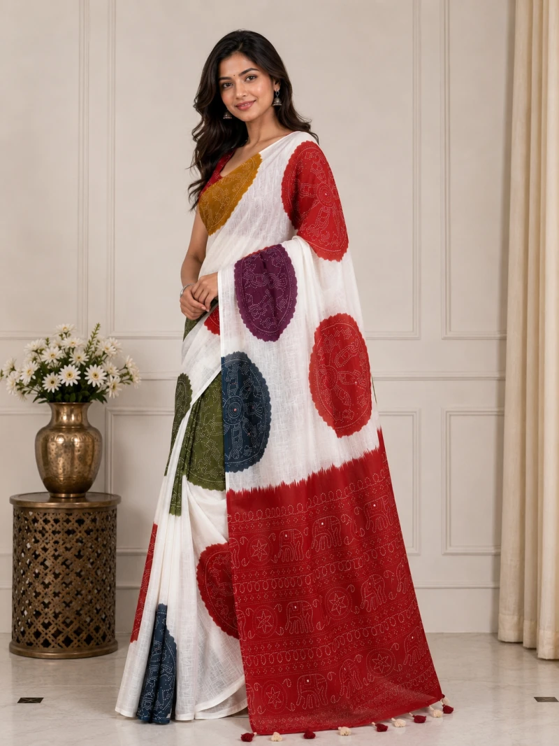 Mv Vis 52 Linen Warli Printed Saree Collection 6