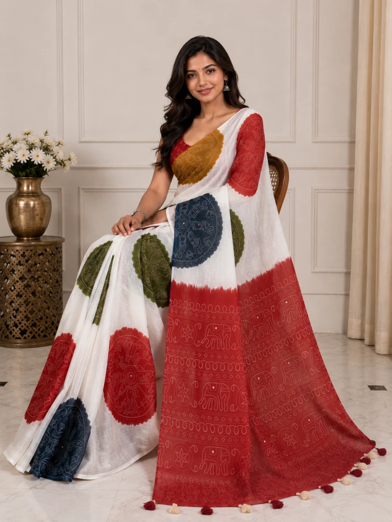 Mv Vis 52 Linen Warli Printed Saree Collection 7