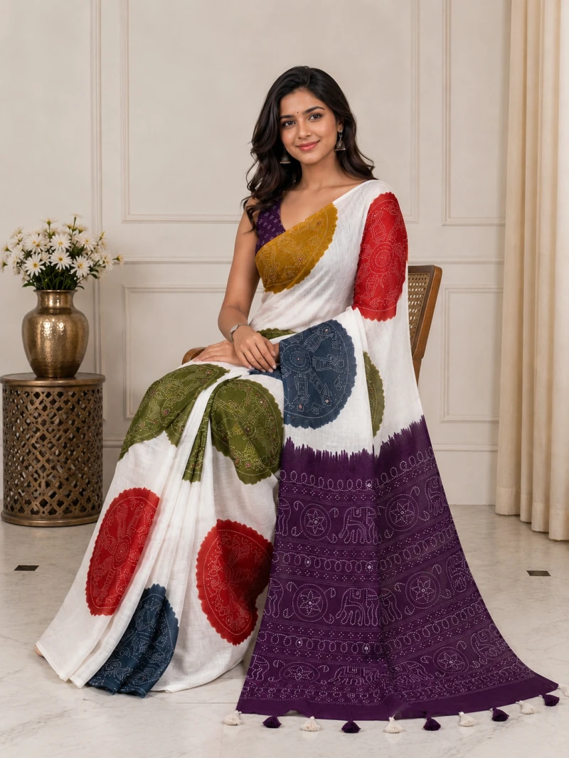 Mv Vis 52 Linen Warli Printed Saree Collection 8