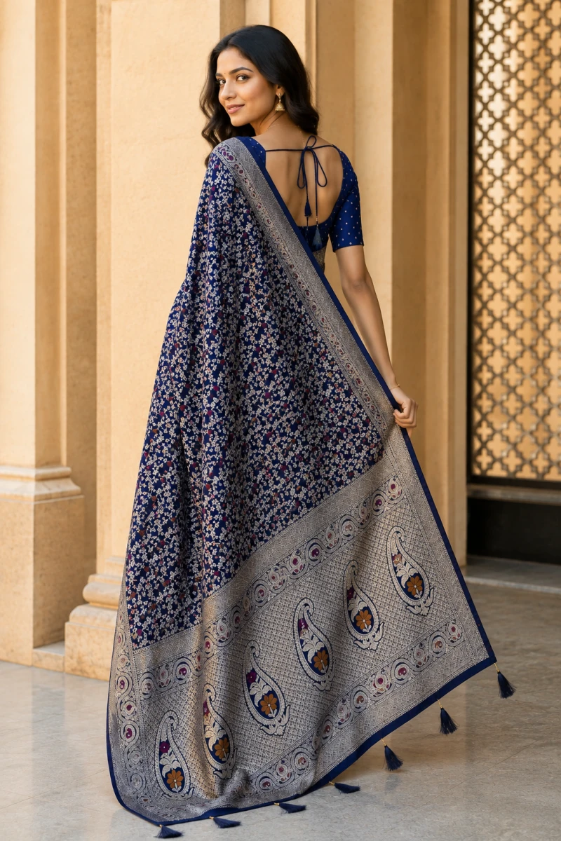 Mv Vis 53 Dola Silk Traditional Floral Printed Saree Collection 2