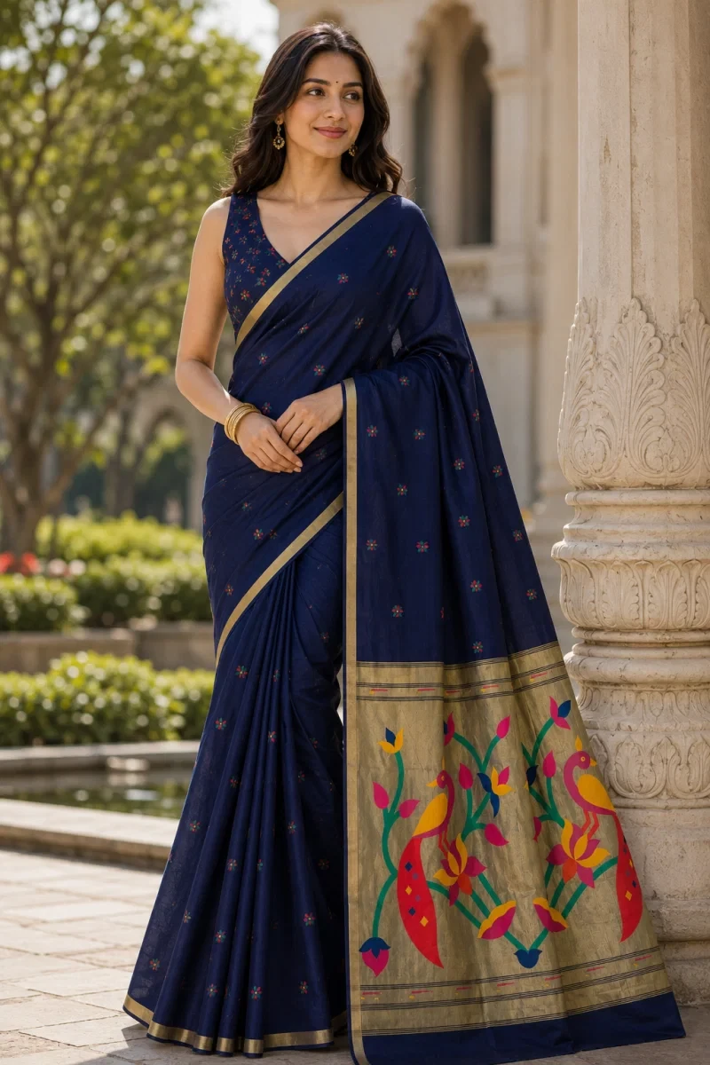 Mv Vis 54 Cotton Blend Printed Floral Motifs Saree Collection