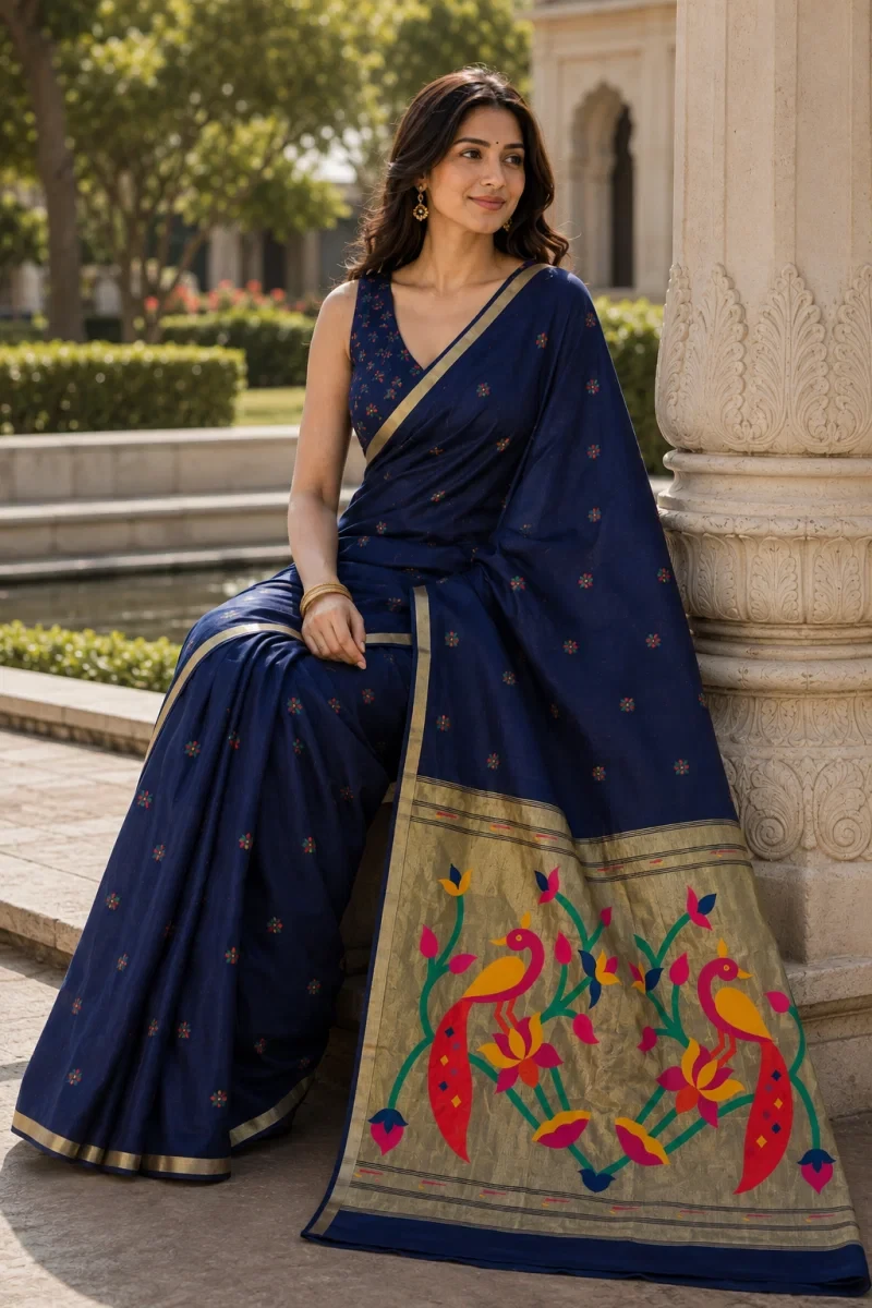 Mv Vis 54 Cotton Blend Printed Floral Motifs Saree Collection 2