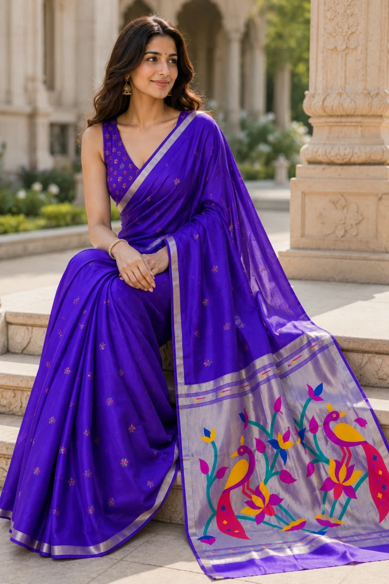 Mv Vis 54 Cotton Blend Printed Floral Motifs Saree Collection 6