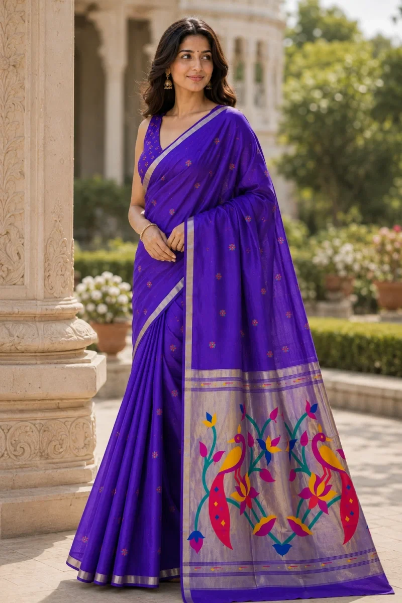 Mv Vis 54 Cotton Blend Printed Floral Motifs Saree Collection 7