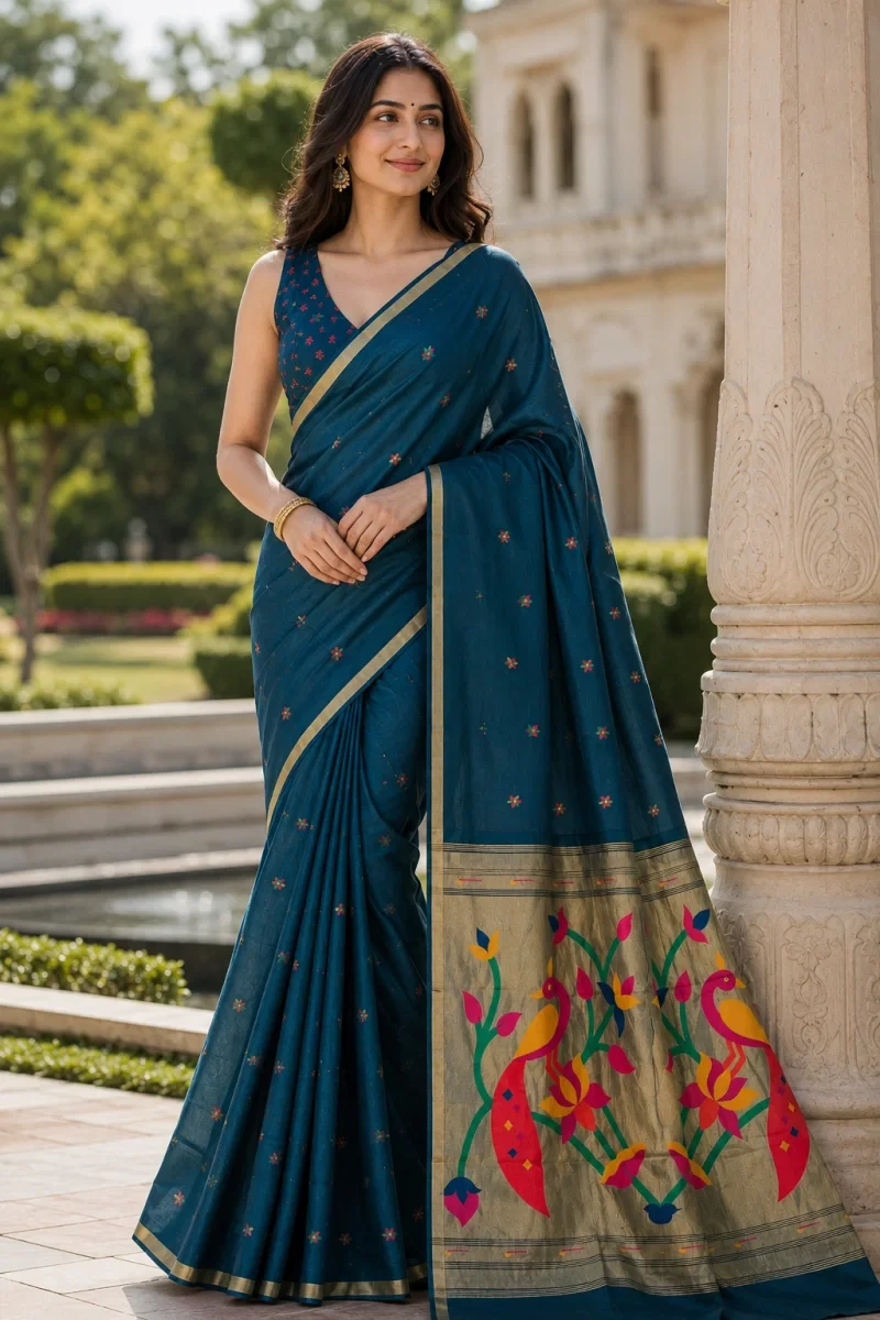 Mv Vis 54 Cotton Blend Printed Floral Motifs Saree Collection 9