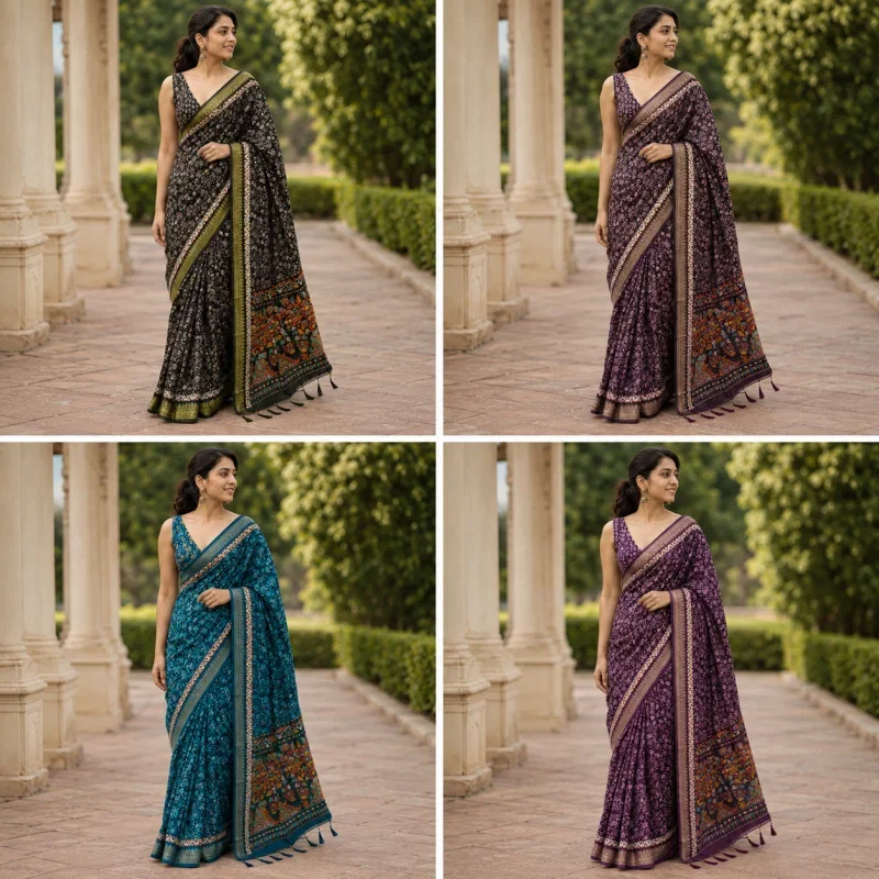 Mv Vis 55 Moss Silk Floral Printed Saree Collection 10