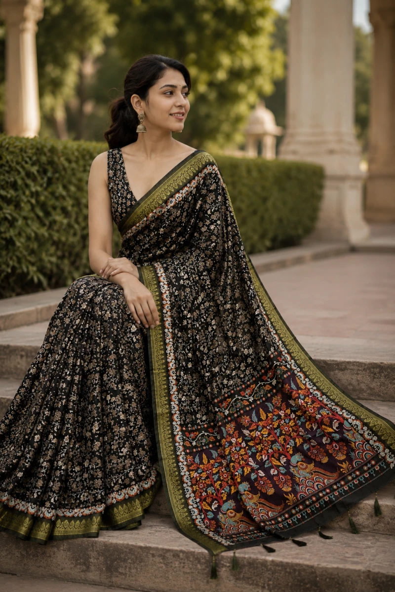 Mv Vis 55 Moss Silk Floral Printed Saree Collection 2