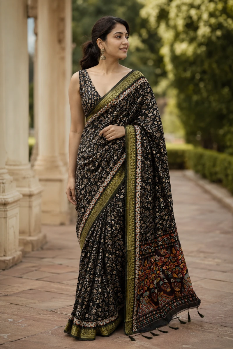 Mv Vis 55 Moss Silk Floral Printed Saree Collection 3
