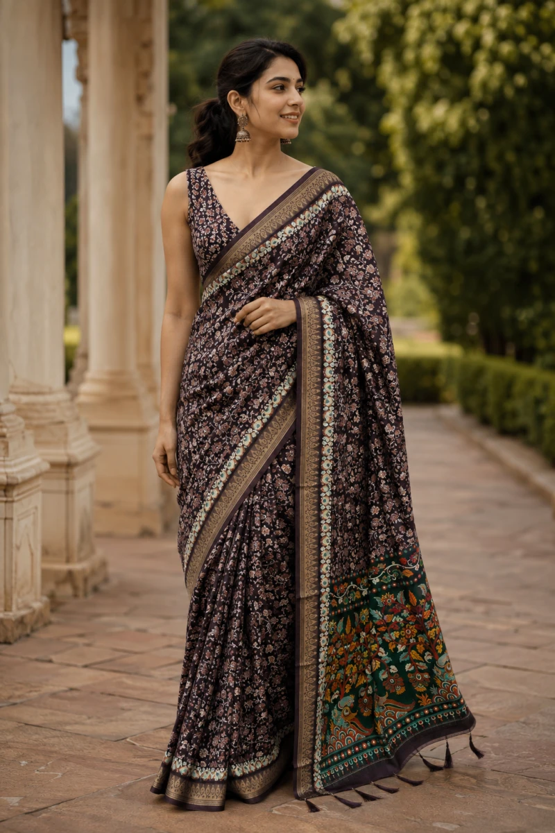 Mv Vis 55 Moss Silk Floral Printed Saree Collection 9
