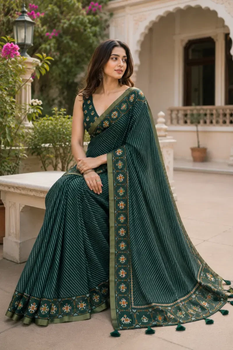 Mv Vis 62 Kota Chex Striped Printed Designer Saree Collections