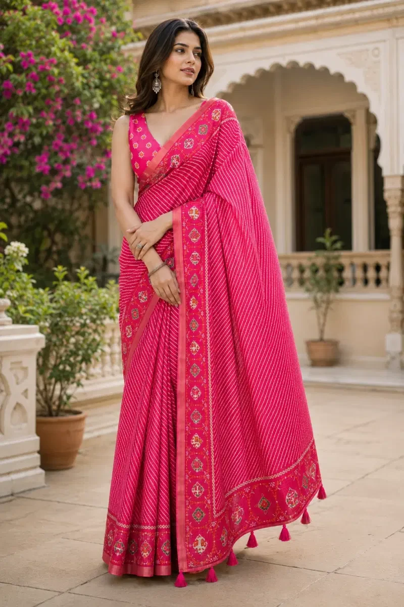 Mv Vis 62 Kota Chex Striped Printed Designer Saree Collections 10