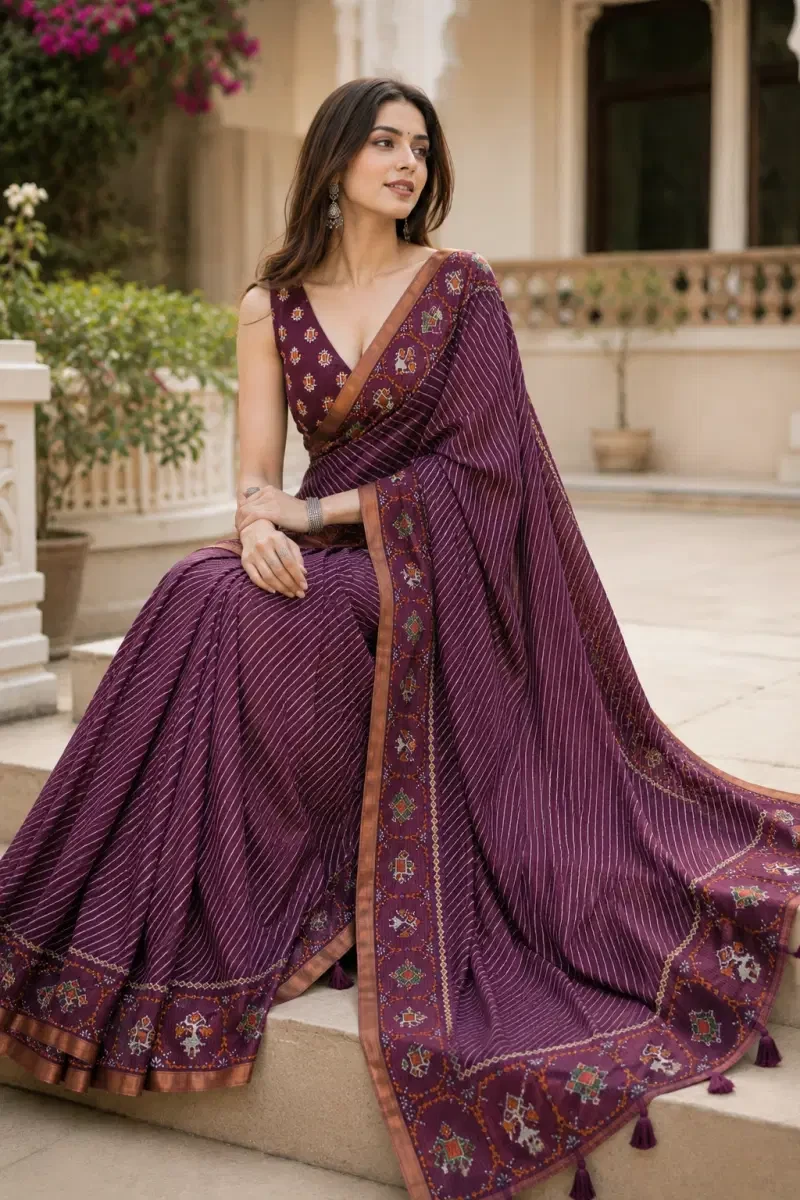 Mv Vis 62 Kota Chex Striped Printed Designer Saree Collections 11