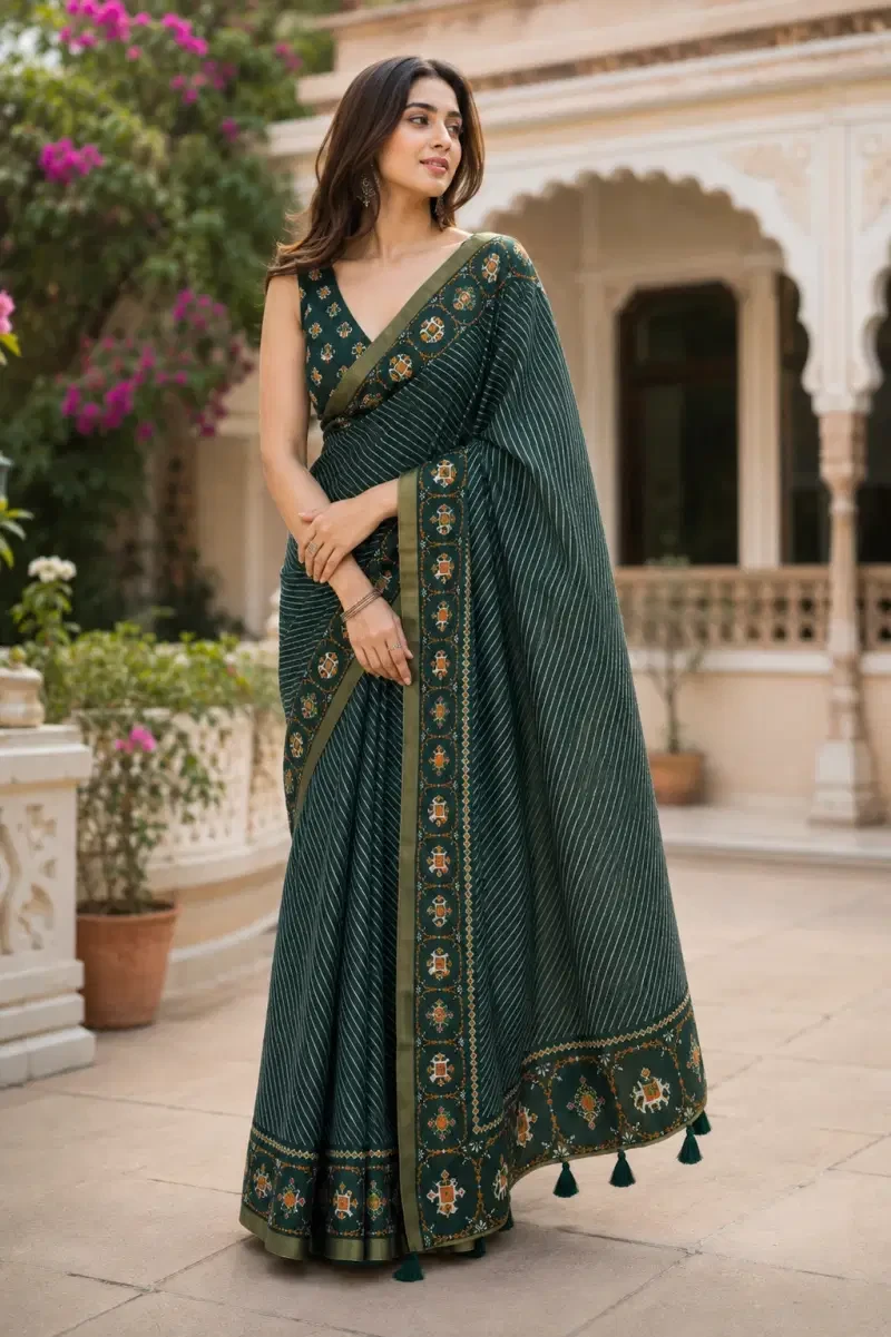 Mv Vis 62 Kota Chex Striped Printed Designer Saree Collections 2