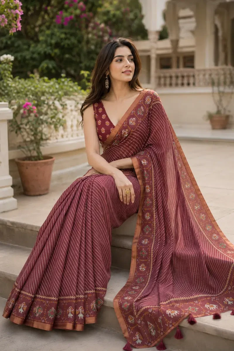 Mv Vis 62 Kota Chex Striped Printed Designer Saree Collections 5