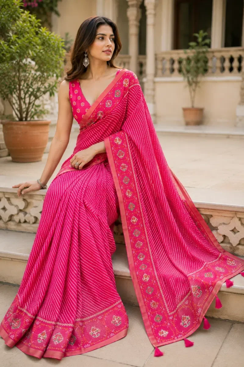 Mv Vis 62 Kota Chex Striped Printed Designer Saree Collections 9