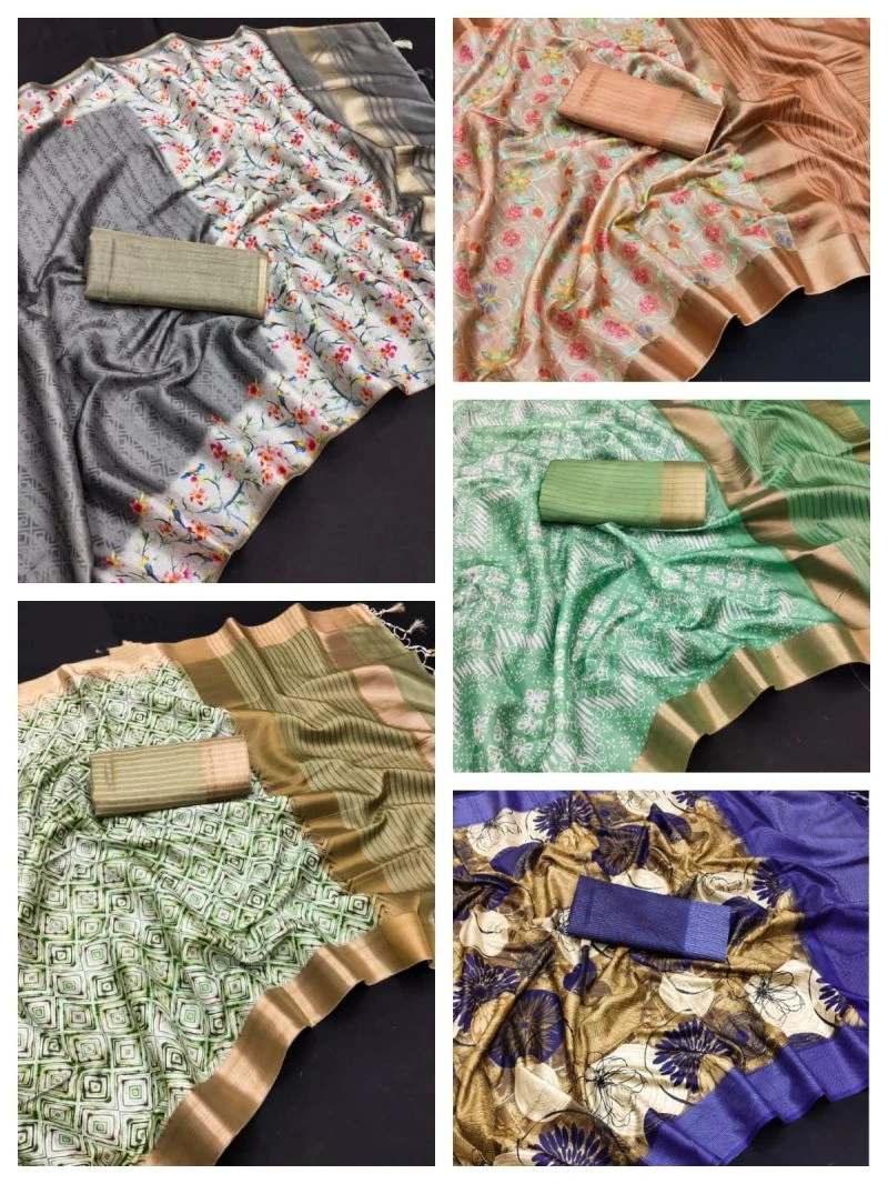 Myra Vol 12 Kanjivaram Zari Silk Geometric Printed Saree Collection 7