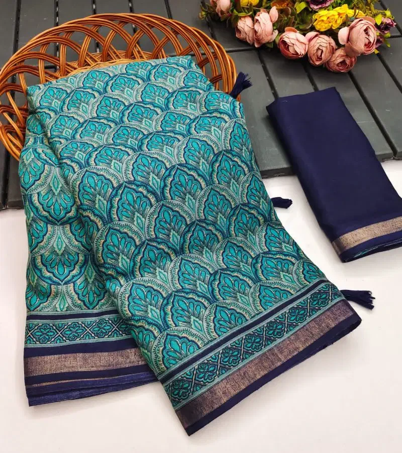 Myra Vol 14 Soft Mul Cotton Ajrakh Printed Saree Collection 4