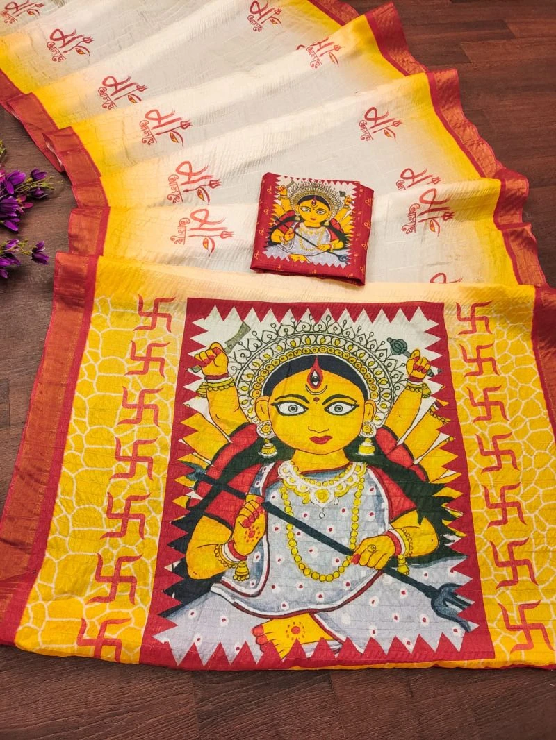 Myra Vol 6 Soft Tusser Silk Durga Pooja Printed Saree 6
