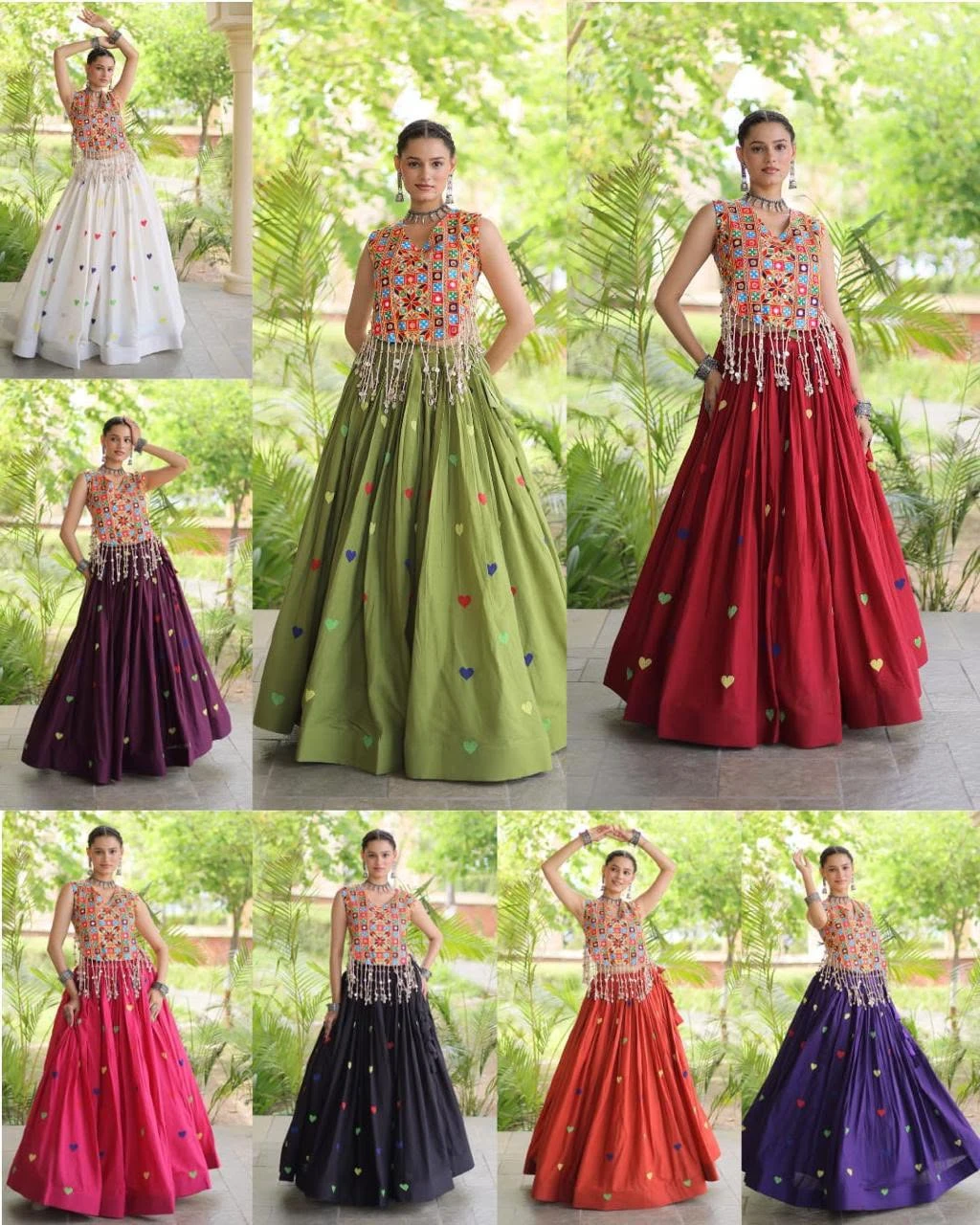 Navratri Collection 2026 Cora Cotton Lehenga Choli With Heart Thread Embroidery And Gamthi Mirror Work 1