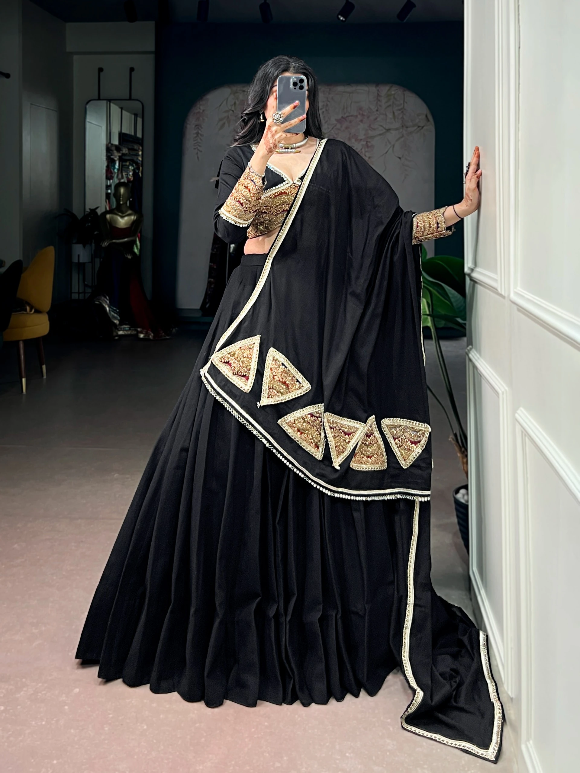 Navratri Collection 2026 Khadi Cotton Lehenga Choli With Sequins Thread Embroidery Mirror And Gota Patti Work