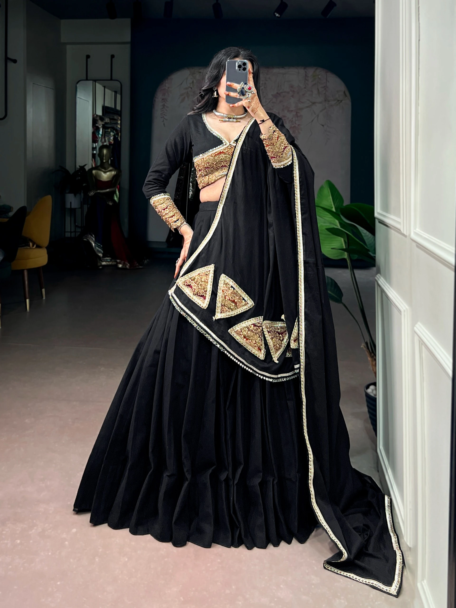 Navratri Collection 2026 Khadi Cotton Lehenga Choli With Sequins Thread Embroidery Mirror And Gota Patti Work 2