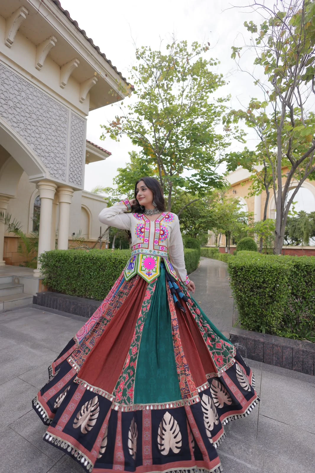 Navratri Collections Cotton Printed Lehenga Choli With Mirror And Gamthi Work 2