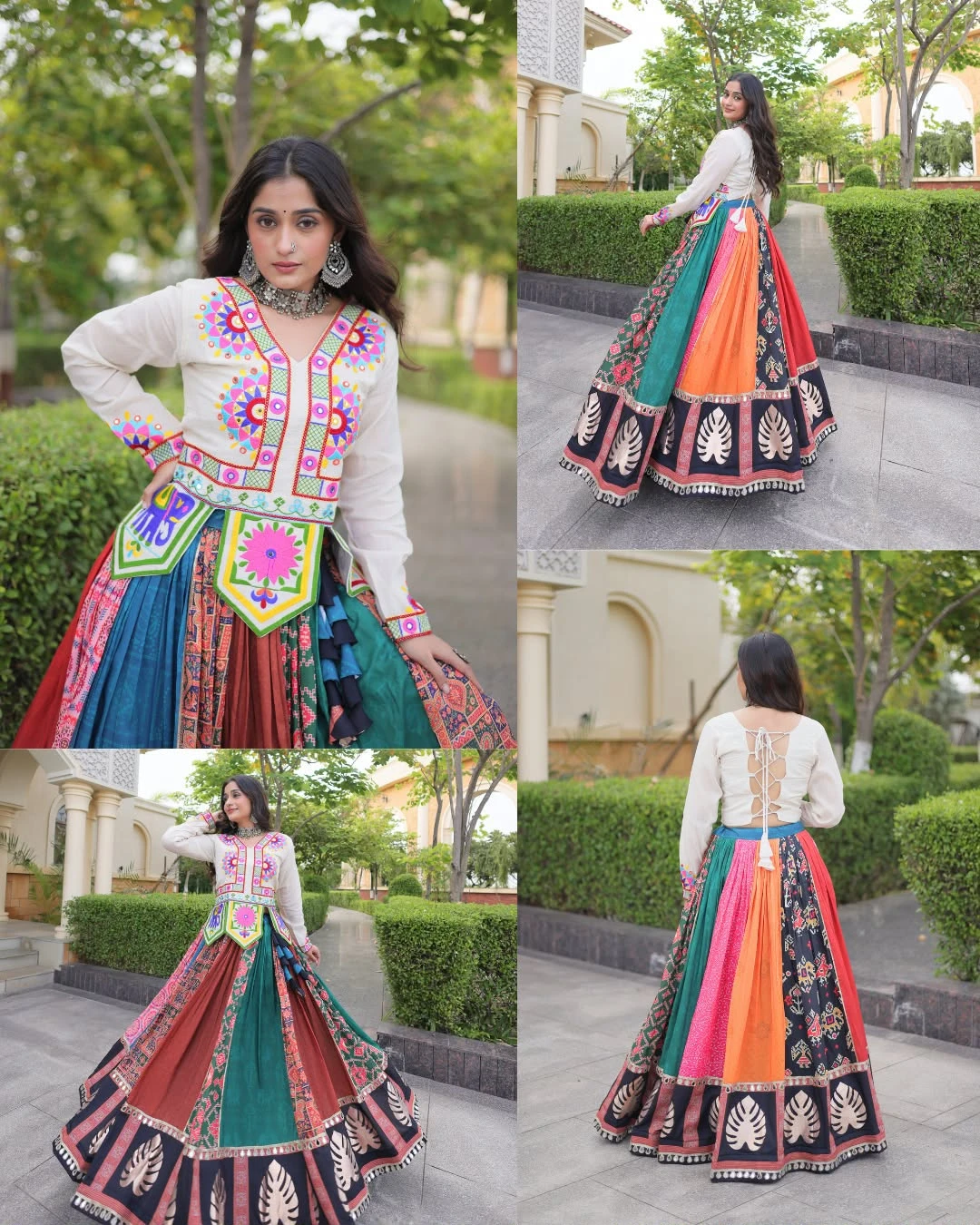 Navratri Collections Cotton Printed Lehenga Choli With Mirror And Gamthi Work 5