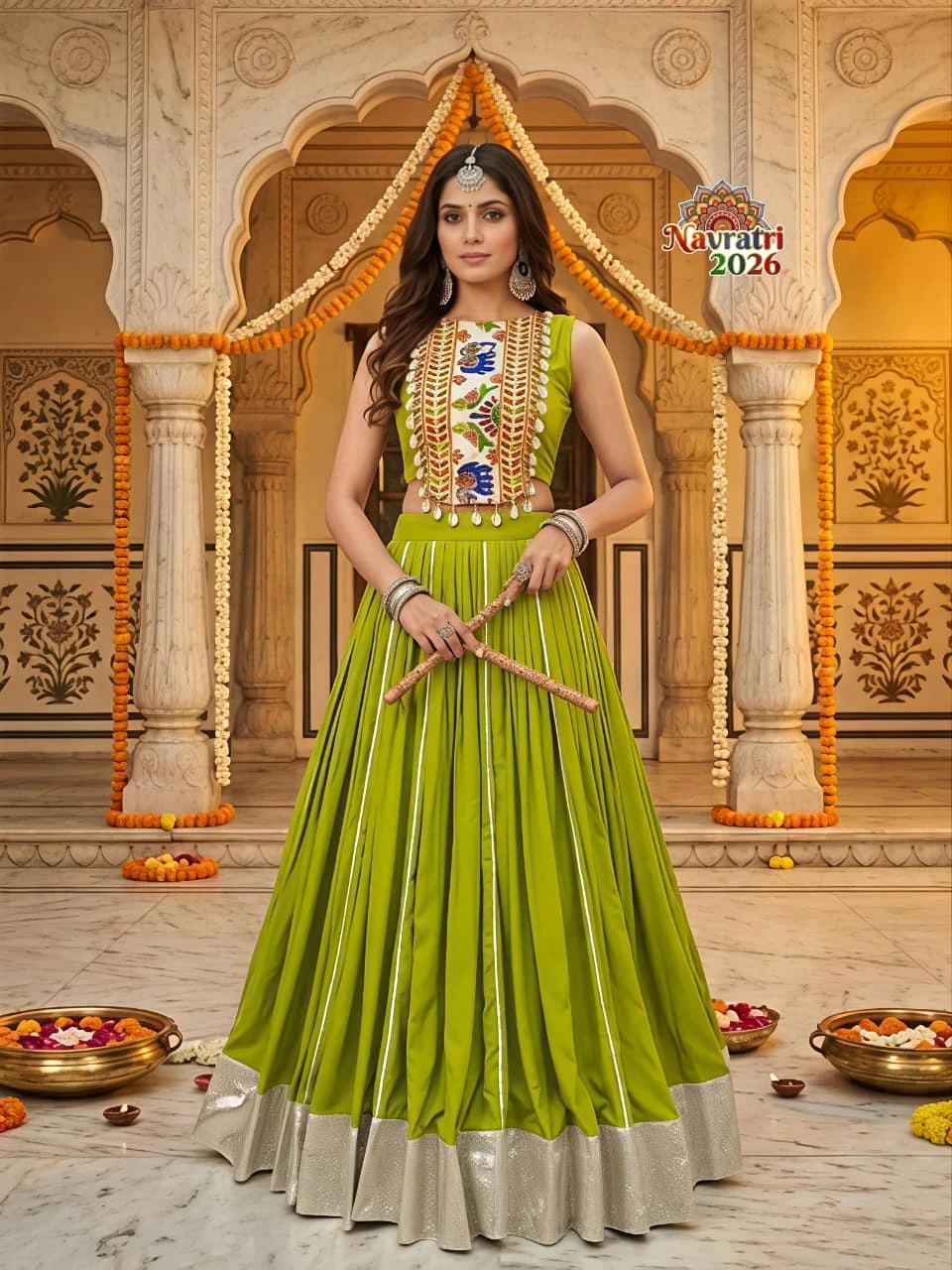 Navratri Collections Rayon Lehenga Choli With Gamthi Work 1