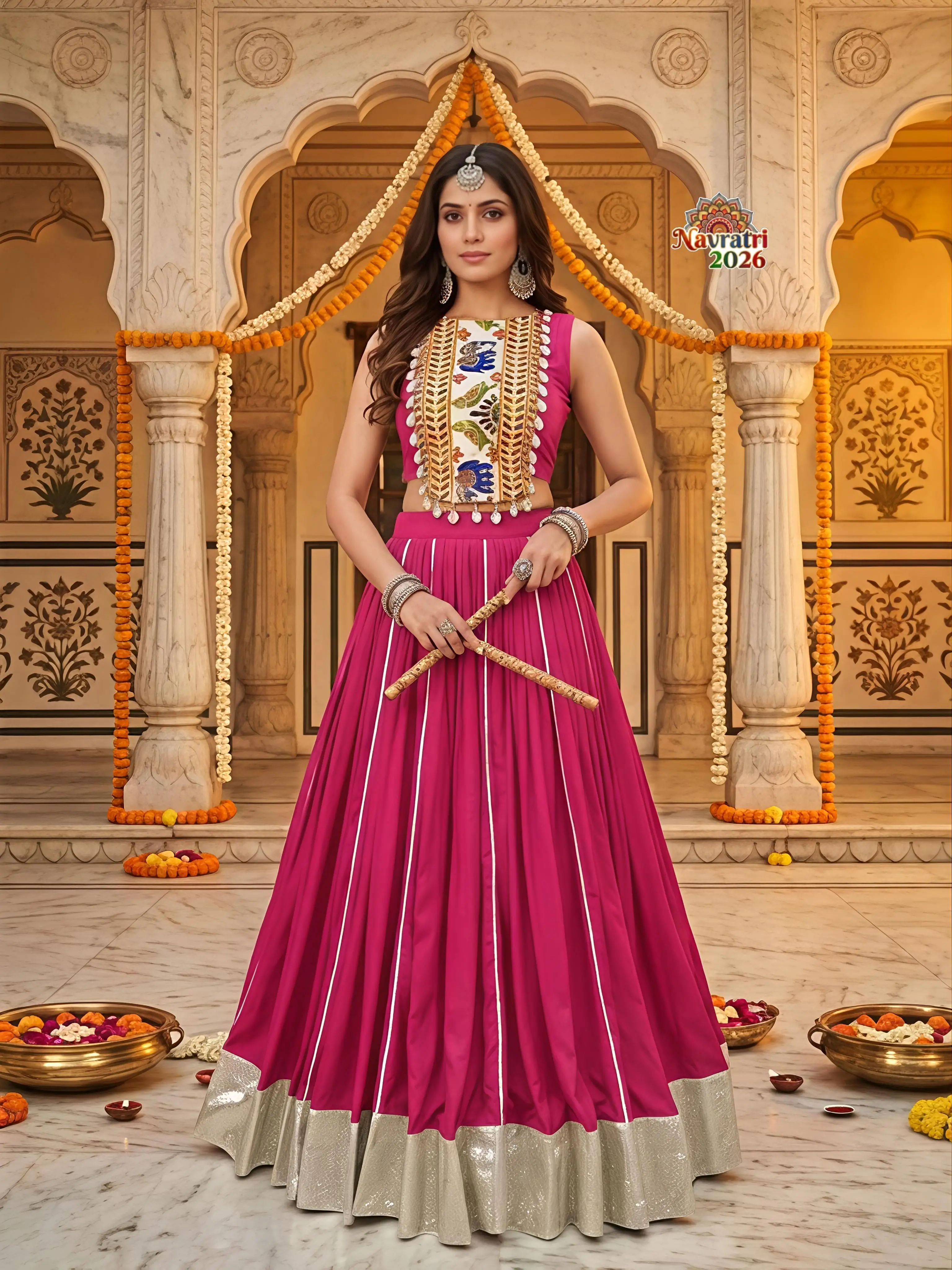 Navratri Collections Rayon Lehenga Choli With Gamthi Work 2