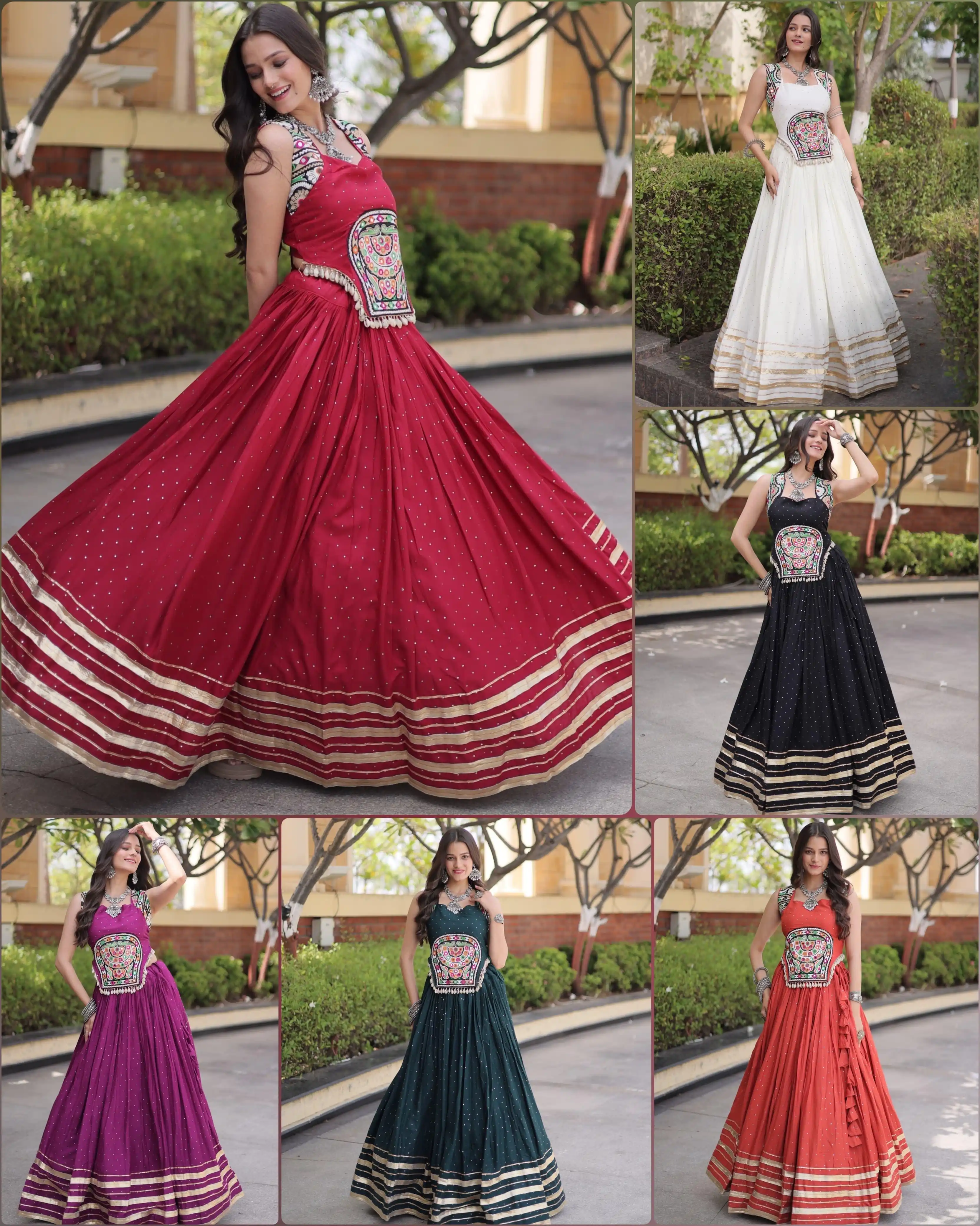 Navratri Lehenga Choli Collections 2026 14kg Rayon With Mukesh And Gamthi Mirror Work 1