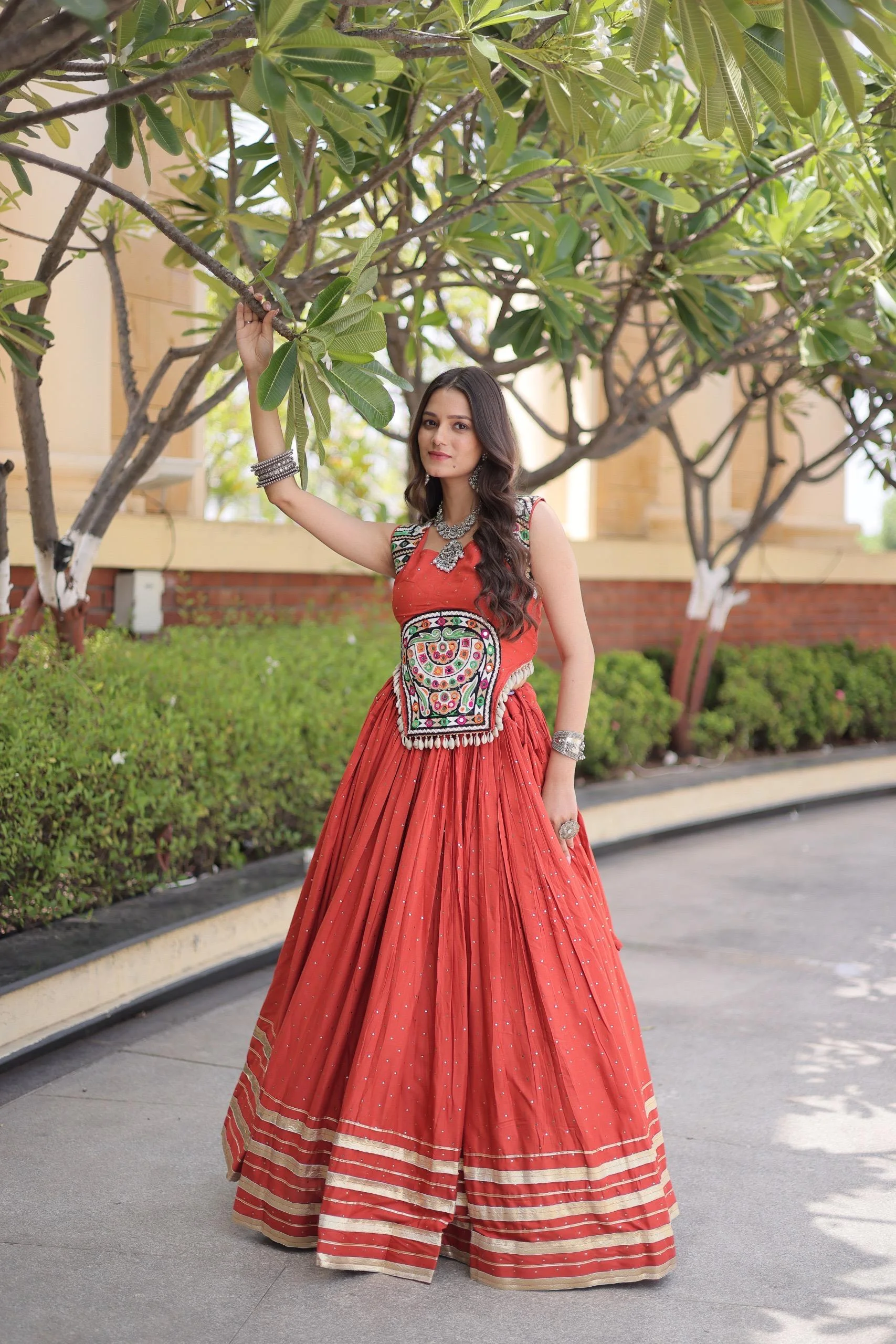 Navratri Lehenga Choli Collections 2026 14kg Rayon With Mukesh And Gamthi Mirror Work 2