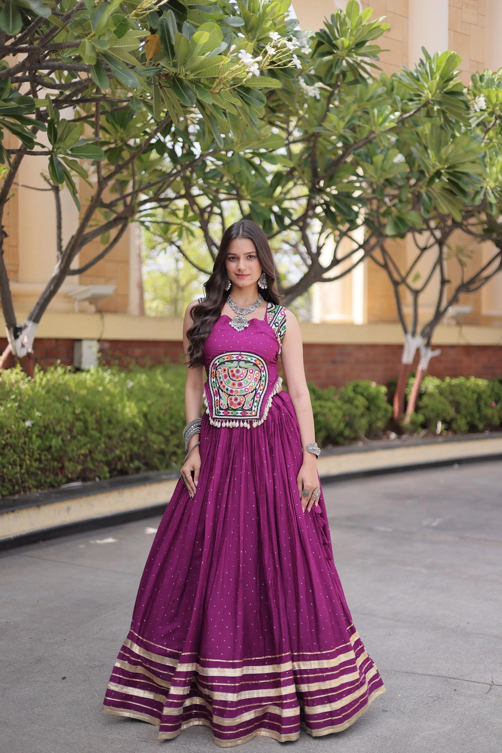 Navratri Lehenga Choli Collections 2026 14kg Rayon With Mukesh And Gamthi Mirror Work 6
