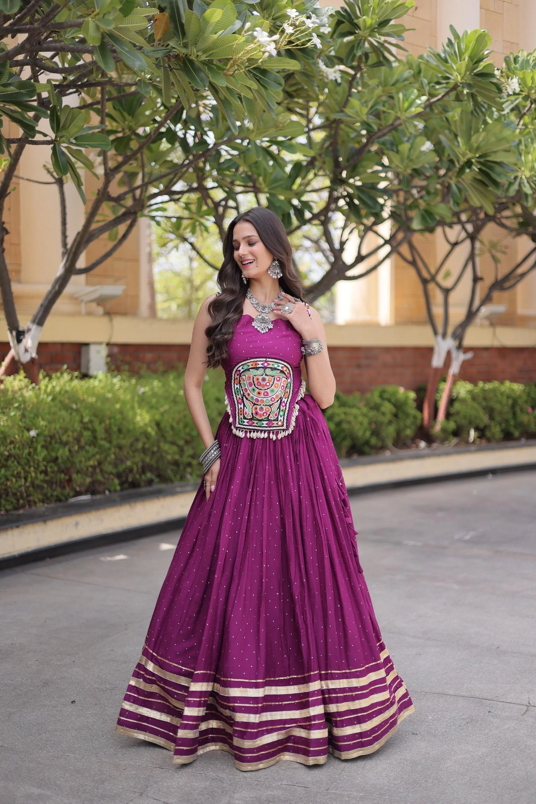 Navratri Lehenga Choli Collections 2026 14kg Rayon With Mukesh And Gamthi Mirror Work 7