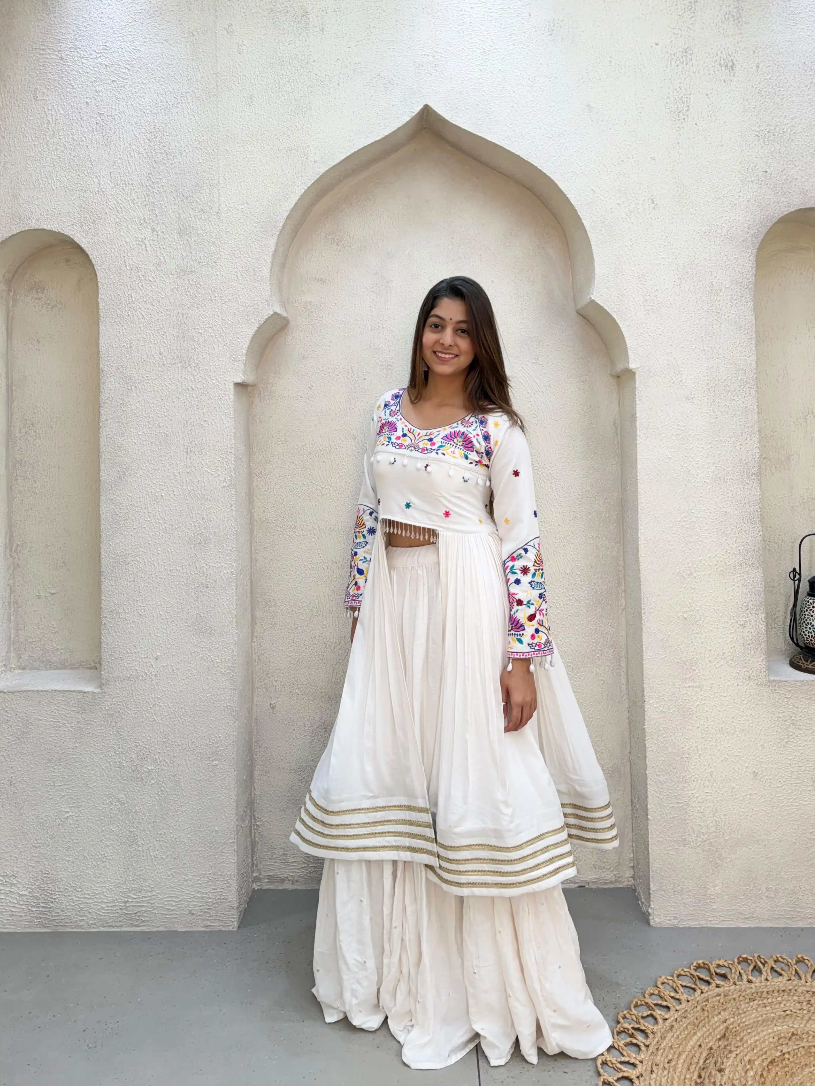 Navratri Reyon Lehenga Choli With Embroidery And Gotta Patti Work 1