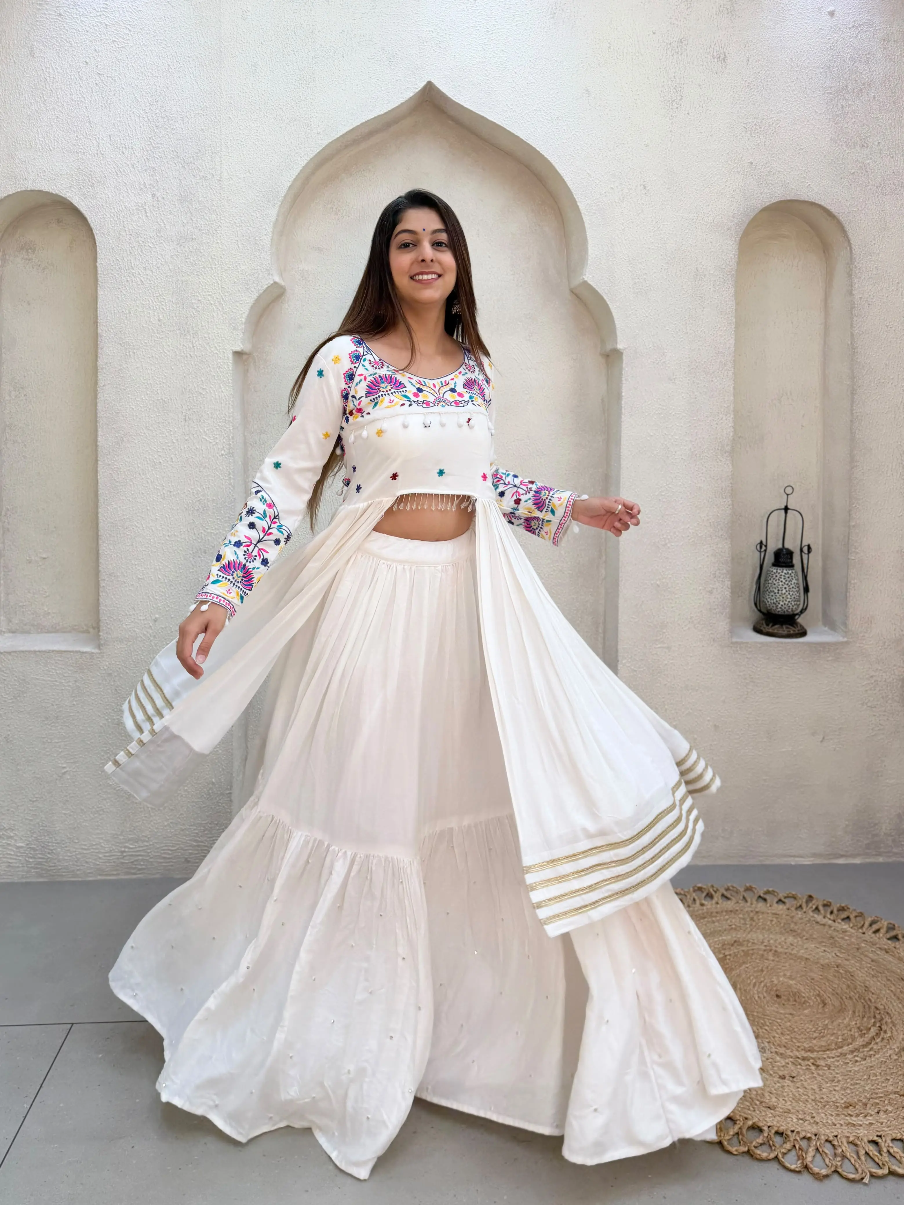 Navratri Reyon Lehenga Choli With Embroidery And Gotta Patti Work 2