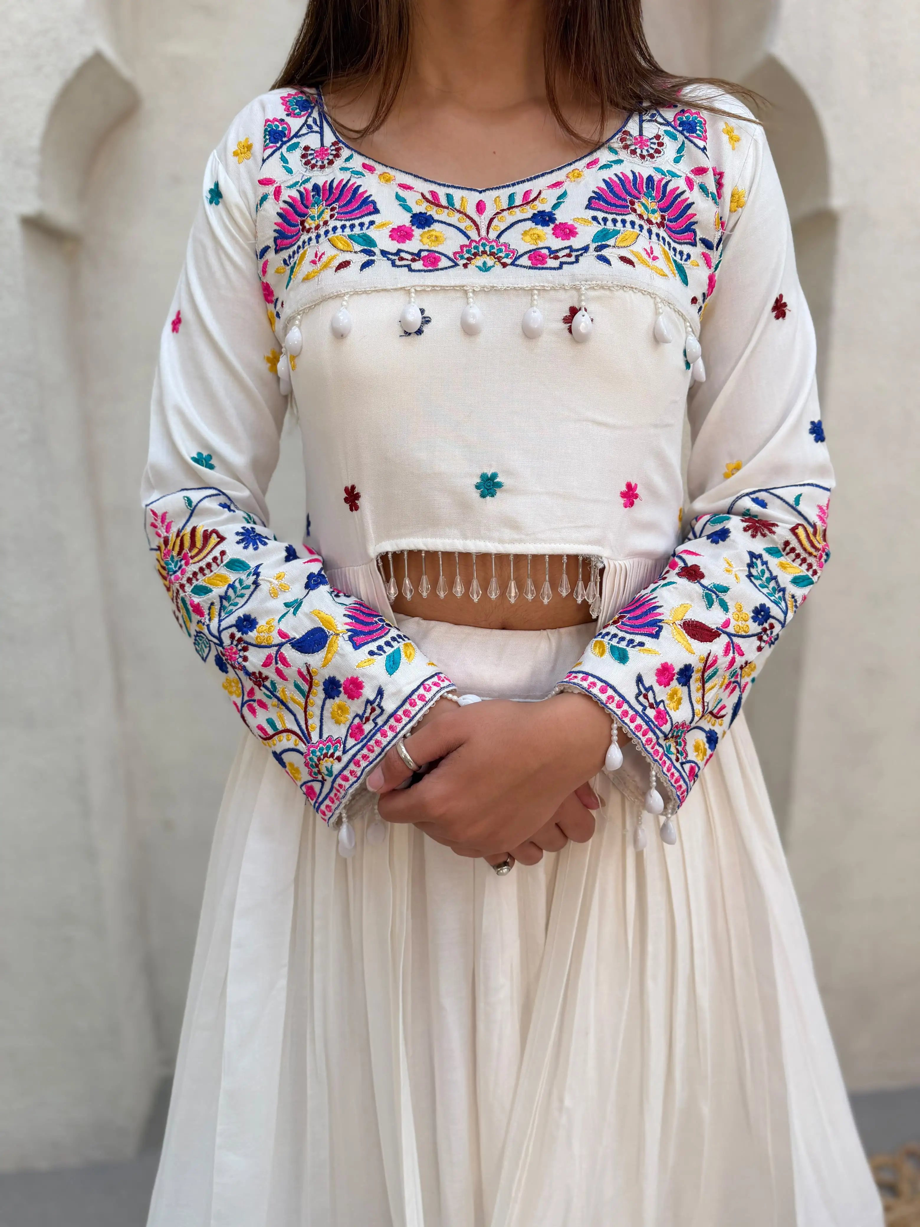 Navratri Reyon Lehenga Choli With Embroidery And Gotta Patti Work 3