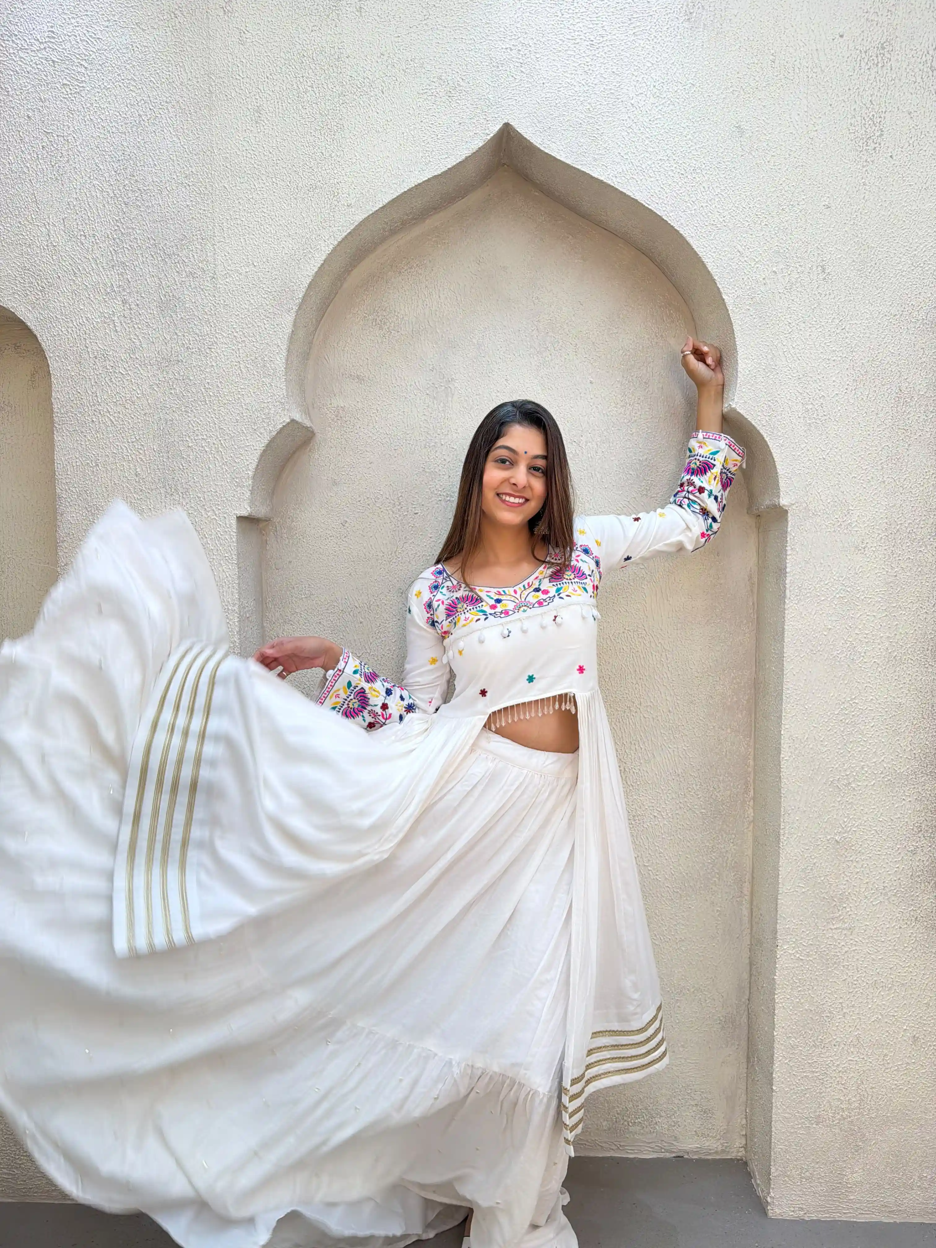 Navratri Reyon Lehenga Choli With Embroidery And Gotta Patti Work 4