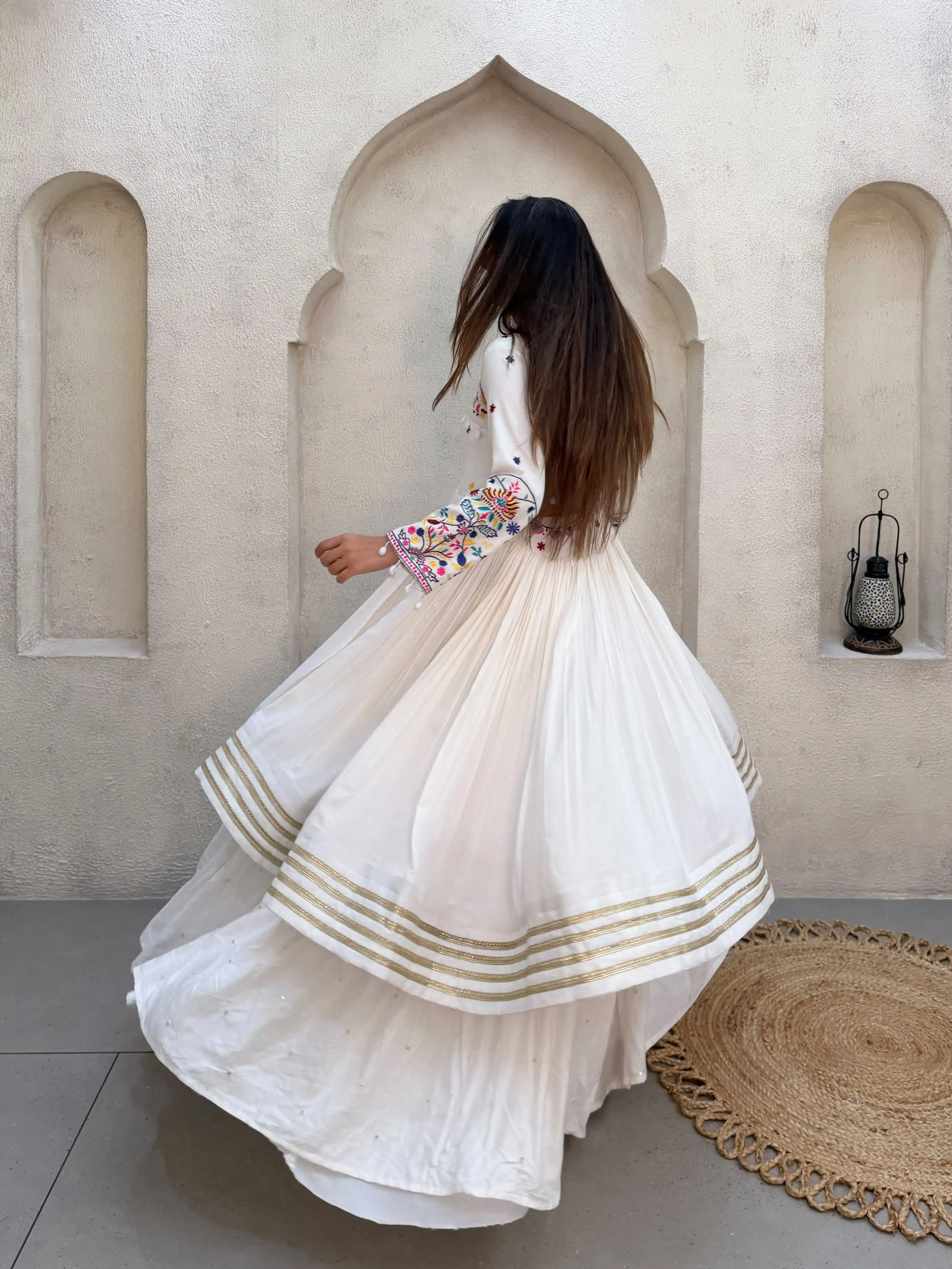 Navratri Reyon Lehenga Choli With Embroidery And Gotta Patti Work 6